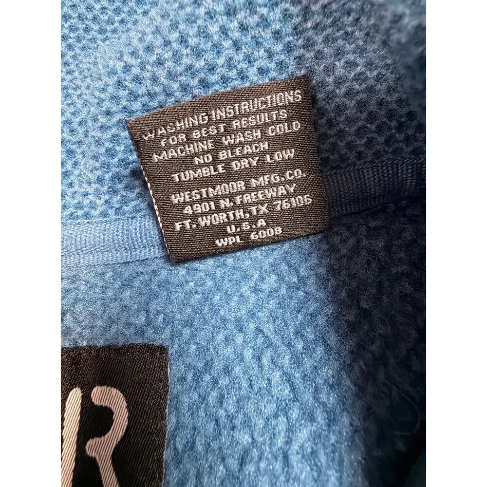 Powder River Outfitters Blue Grid Fleece 1/4 Zip Pullover Men's Size XL Western
